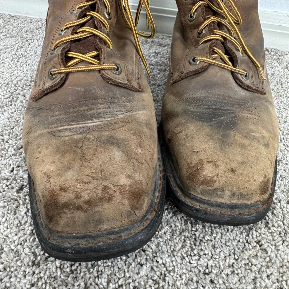 Ariat Steel Toe Work Boots Lace Up Brown Leather Square Toe‎ Mens 10.5 Safety